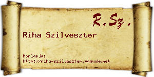 Riha Szilveszter névjegykártya